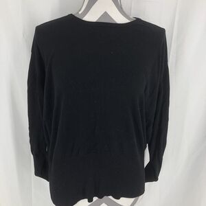 Monterey Bay Clothing Co Women 3X Knit Sweater 3/4 Sleeve Black Pullover